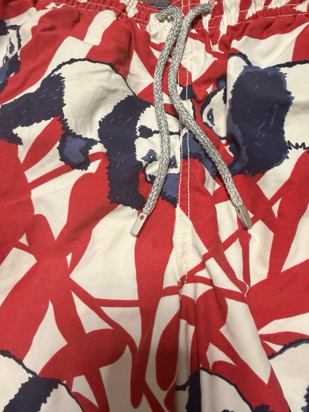 Vilebrequin Moorea Panda Print Swim Shorts Trunks Red White Boys Size Small - Picture 3 of 6